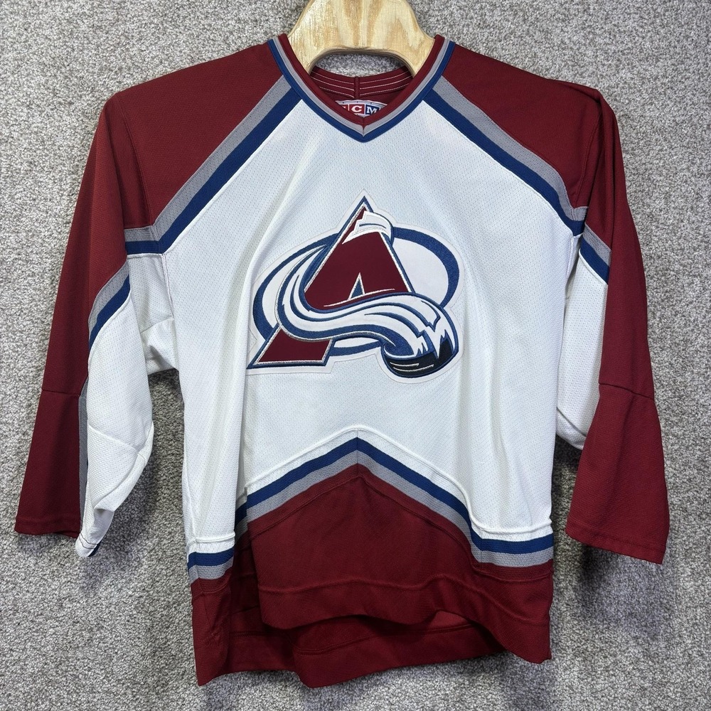 Vintage Colorado Avalanche Hockey Jersey Mens Medium White NHL Hockey CCM